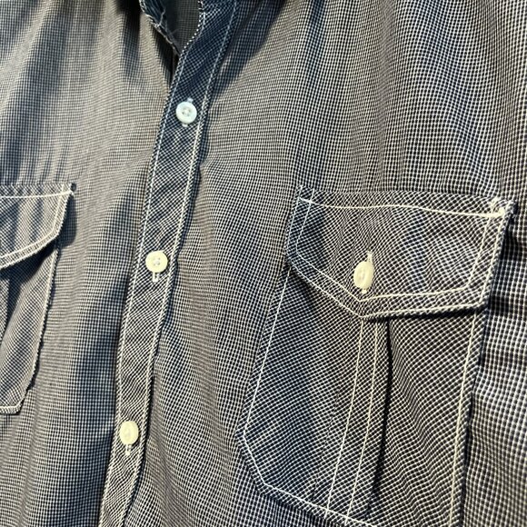 MICHAEL BRANDON Men's Casual Button Down Shirt Size XXL Blue Small Checkered - Picture 6 of 13